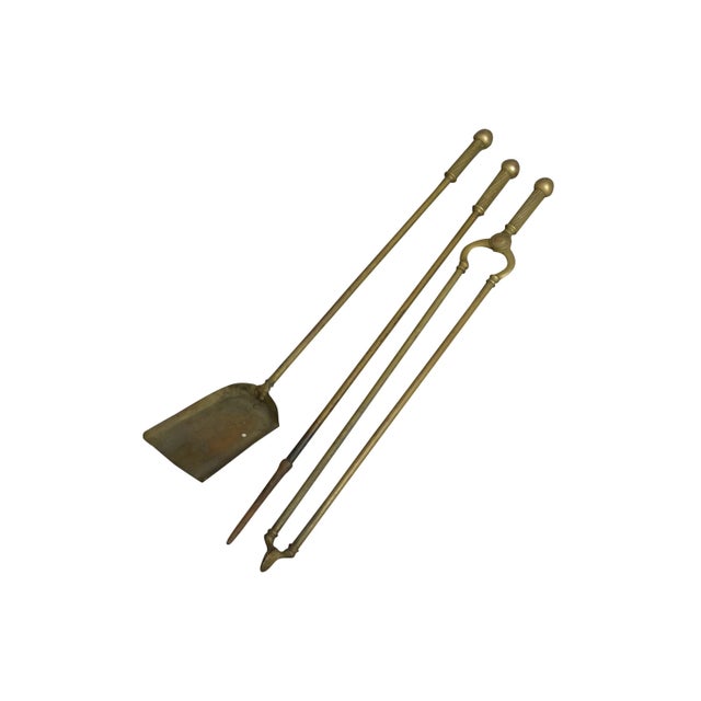 Metal Brass Fire Companion Stand with Fire Irons For Sale - Image 7 of 11