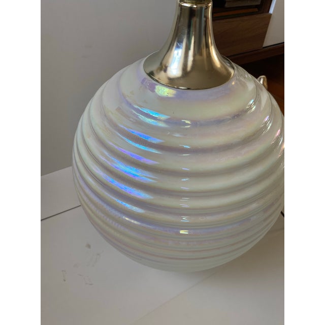 Mid-Century Modern 1970s Mid Century Modern Underwriters Laboratories Large Midcentury Pearlescent Glass Lamp For Sale - Image 3 of 12