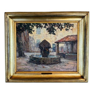 André Beronneau, Old Fountain at Cadenet, Vaucluse, 20th Century, Oil Painting on Canvas, Framed For Sale