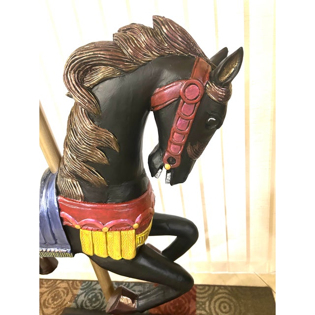 Vintage Wooden Hand-Carved Carousel Horse For Sale In South Bend - Image 6 of 12