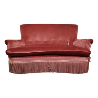 Napoleon III Half-Moon Shaped Bench in Velvet For Sale