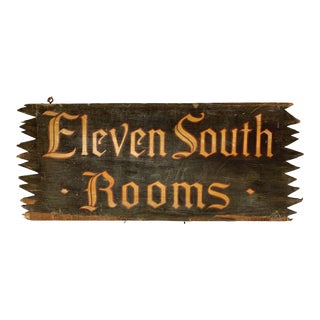 1920s Hand-Painted Eleven South Rooms Lodge Motel Inn Sign For Sale
