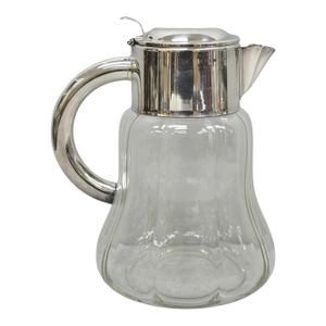 Antique Victorian German Silver Plated Crystal Glass Lemonade Water Pitcher