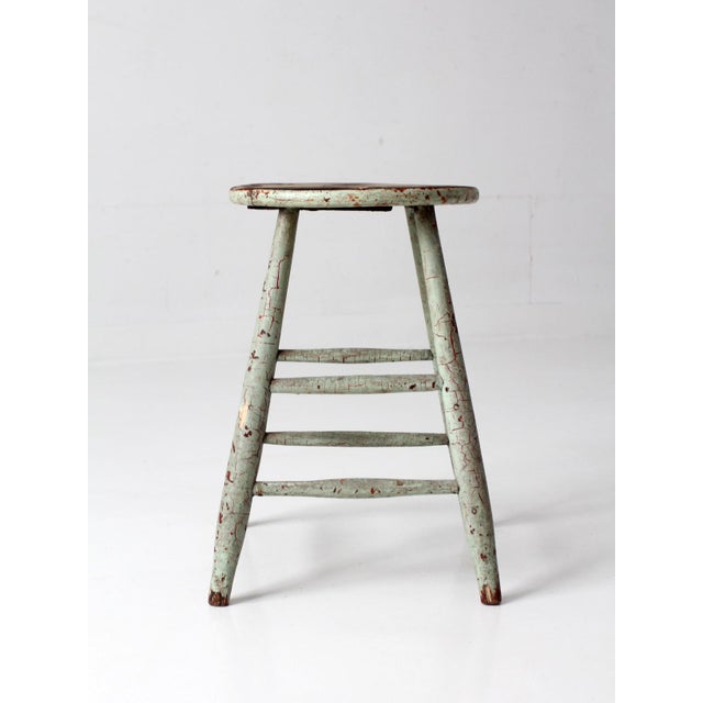 Vintage Painted Farmhouse Stool For Sale - Image 6 of 13