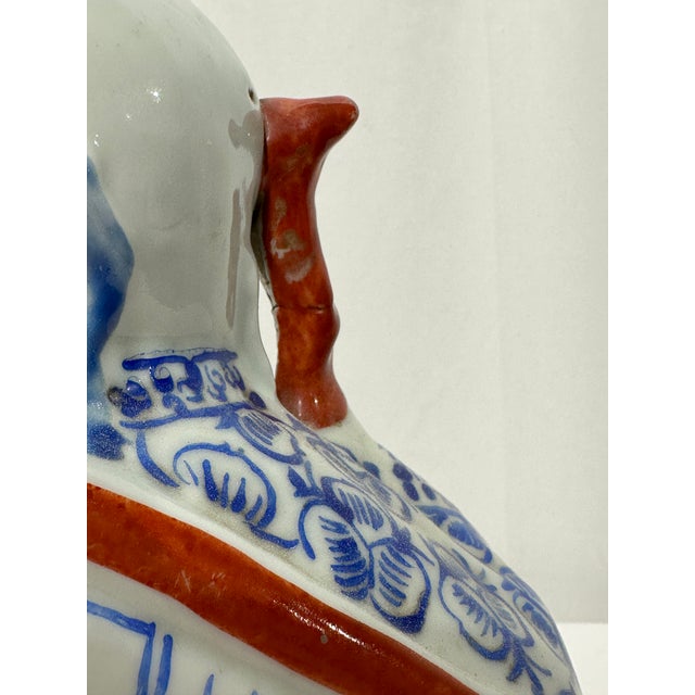Ceramic Hand Painted Chinese Blue & White Asian Porcelain Immortal Figure With Cane For Sale - Image 7 of 11