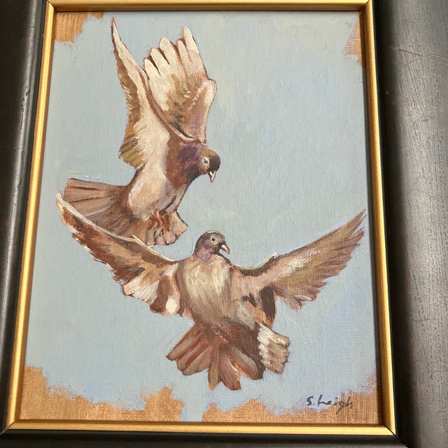 Original 8 x 10 painting on canvas board signed bottom right Overall size with new old stock frame is approximately 13.5 x...