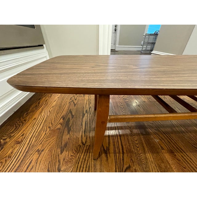 1960s Lane Mid-Century Modern Surfboard Coffee Table With Slat-Bottom Magazine Rack For Sale In Saint Louis - Image 6 of 12
