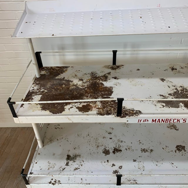 Industrial Rare Large Vintage 3 Tiered Manbecks Bakery Hagerstown Bread Retail Display Rack For Sale - Image 3 of 8