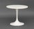 Eero Saarinen Style Circular Tulip Diminutive End Table, white lacquered metal base. 15" H x 18" Diameter. Provenance:...