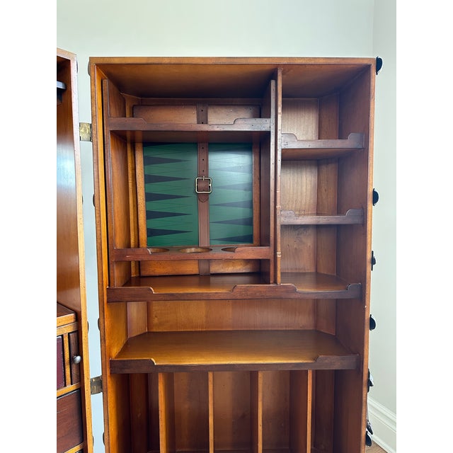 Authentic Stateroom Steamer Trunk Bar Cabinet - Off White For Sale - Image 4 of 11