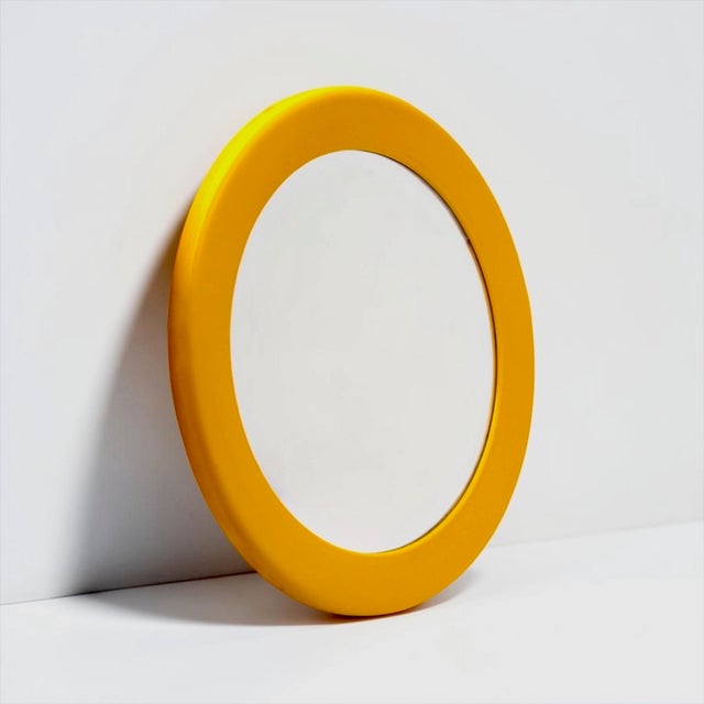 1970s Space Age French Yellow Wall Mirror, 1970s For Sale - Image 5 of 13