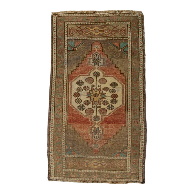 Turkish Mini Rug Oriental Hand Knotted Vintage Rug 1'11" x 3'3" #21196 For Sale