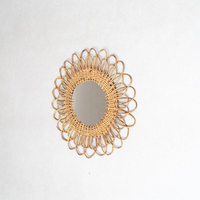 Mid-Century Modern Mirror Bamboo Rattan Handcrafted, 1960s For Sale - Image 4 of 9