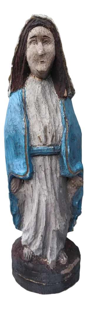 Art Deco Wooden Folk Figurine of the Virgin Mary, 1920s