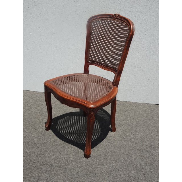 French Country Vintage French Country Brown Cane Side Chair For Sale - Image 3 of 14