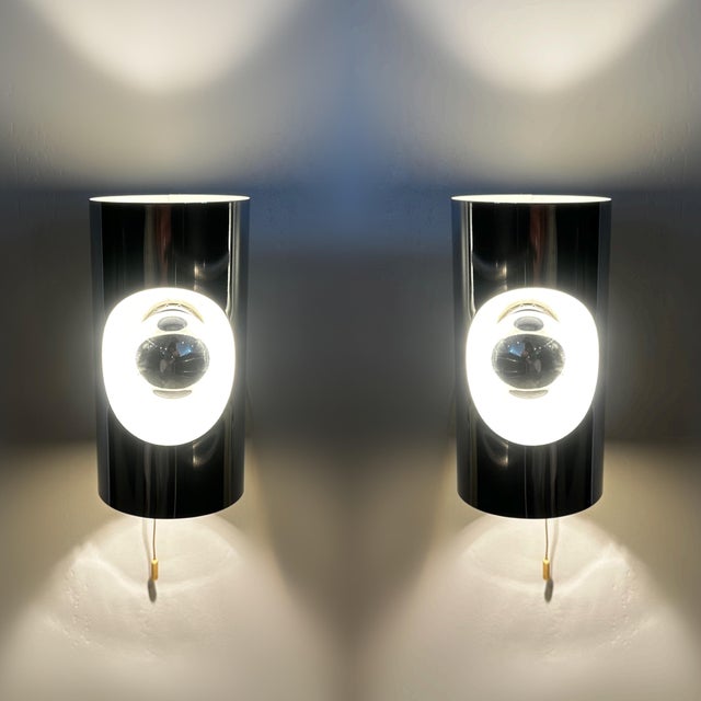 Cream Chrome Wall Lights by Philippe Rogier for Prova Denmark, 1960s, Set of 2 For Sale - Image 8 of 9