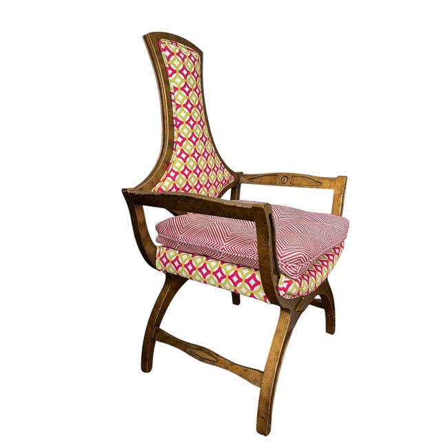 Hollywood Regency 1960s-1970s Hollywood Regency Klismos-Style Chair-Premium Designer Upholstry For Sale - Image 3 of 7