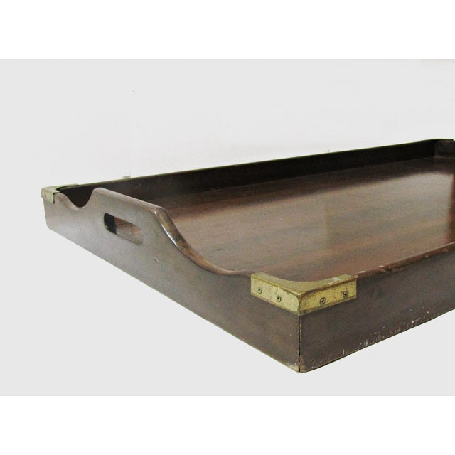 Brown Extra Large Vintage Bombay Company Wooden Serving Tray For Sale - Image 8 of 11