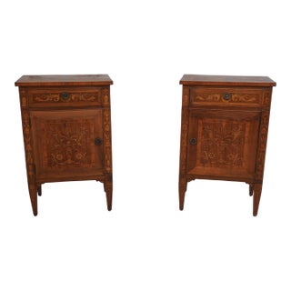 Pair Italian 19th Century Inlaid Commode Nightstands For Sale
