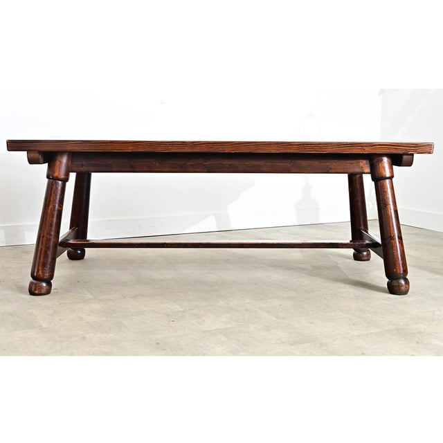 French Mid-Century Brutalist Pine Dining Table For Sale - Image 4 of 14