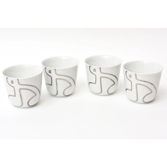Royal Copenhagen Danish White and Silver Abstract Set of 4 Porcelain Bowls or Vessels For Sale - Image 13 of 13