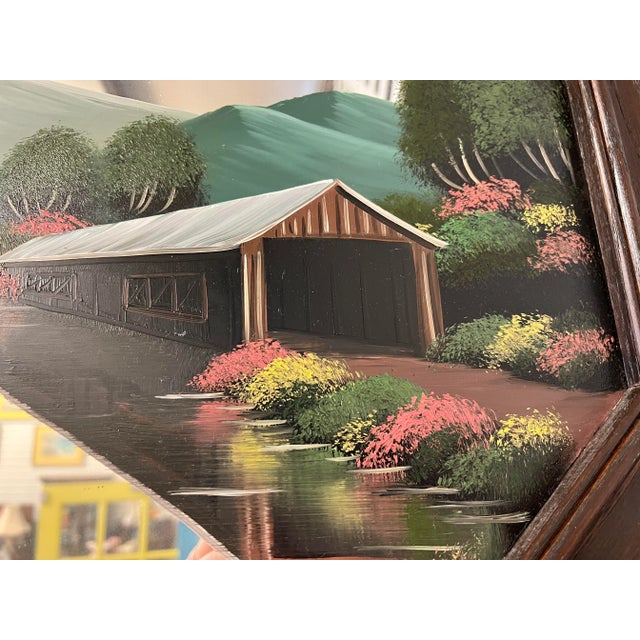 1970s Mid Century Country Painted Scene Wall Mirror For Sale - Image 5 of 7