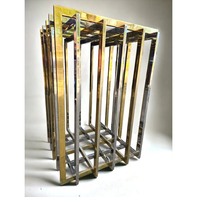1970s Pierre Cardin Geometric Chrome & Brass Cage Dining Table For Sale - Image 11 of 11
