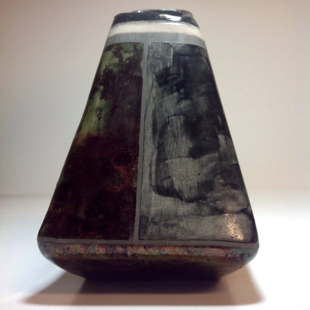 Abstract Iridescent Raku Pottery Vase For Sale In Dallas - Image 6 of 6