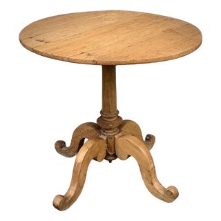 Antique Round Wood Pedestal Table For Sale