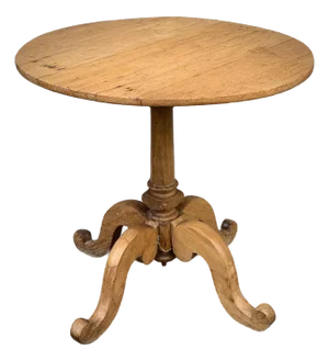 Antique Round Wood Pedestal Table