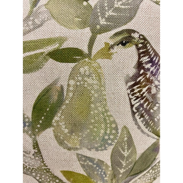 Early 21st Century 16" Square Pillow Decorated With Festive Partridges in Pear Trees - Made in U K For Sale - Image 5 of 10