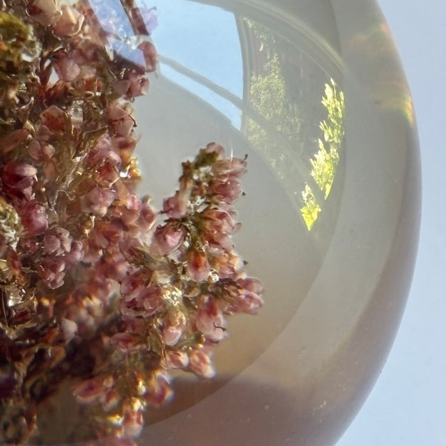 Mid-Century Modern Mid-20th Century Floral Inclusion Resin Paperweight For Sale - Image 3 of 14