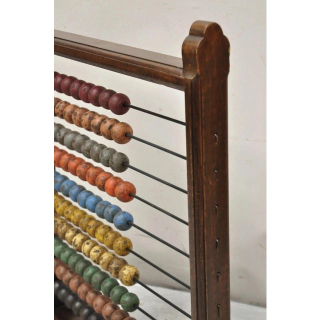 Traditional Large Vintage Mongolian Wooden Math Abacus With Painted Wooden Balls For Sale - Image 3 of 9