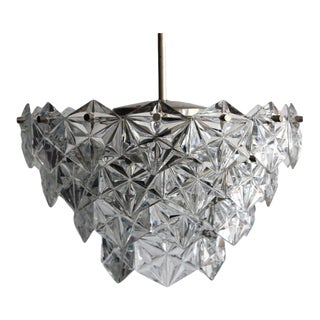 Vintage Mid-Century Czech Glass Metal Pendant Chandelier For Sale