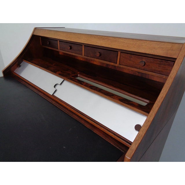Rosewood and Leather Tambour Writing Desk by Gianfranco Frattini for Bernini, Italy, 1964 For Sale - Image 16 of 18