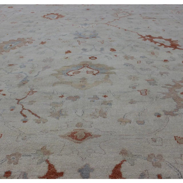 Modern Oushak Rug With All-Over Floral Design in Wool by Keivan Woven Arts For Sale In Atlanta - Image 6 of 12