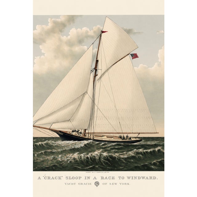 American Yacht Gracie of New York, Vintage Art Print Reproduction, 24" X 16" For Sale - Image 3 of 10