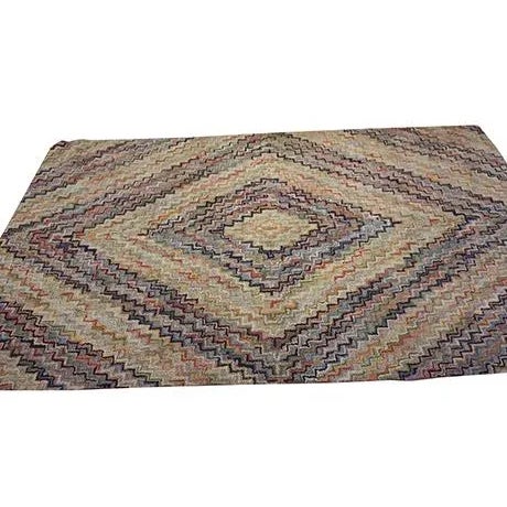 American Sublime Brown Color With Great Symmetrical Desing Antique American Hooked Rug For Sale - Image 3 of 11
