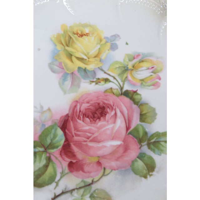 Early 20th Century Leuchtenburg Germany Rose Raised Design Scalloped Edge 4592b For Sale - Image 5 of 13