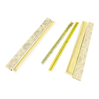 Vintage Chinese Jade 4 Chopsticks Set in Original Boxes, Mid Century - 2 Pairs For Sale