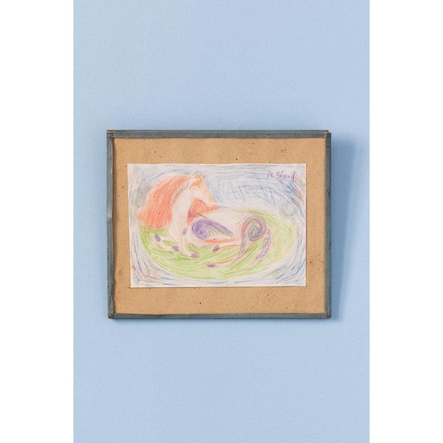 Maurice Blond, Resting Horse, Coloured Pencil on Paper, 1973 For Sale - Image 8 of 8