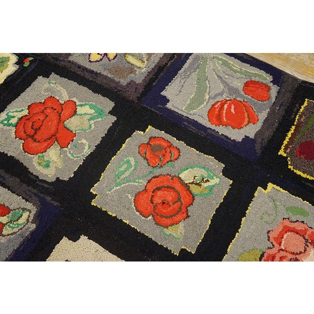 Black Early 20th Century American Hooked Rug For Sale - Image 8 of 9