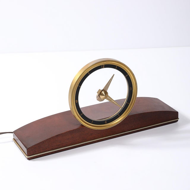 Mid-Century Jefferson Golden View Electric Brass, Glass & Walnut Mystery Clock For Sale - Image 16 of 16