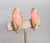 1950s oblong oval with pointed bottom with marquise cabochon shaped pink resin centers butterfly clip back earrings....