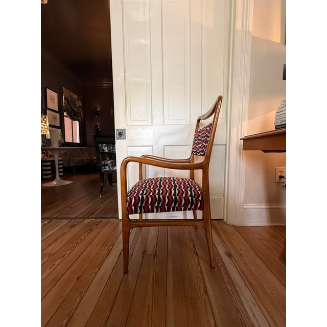 Mid-Century Modern MCM Wood Frame Danish Armchair With New Maharam Sculpted Velvet Upholstery Imo John Van Koert For Sale - Image 3 of 10