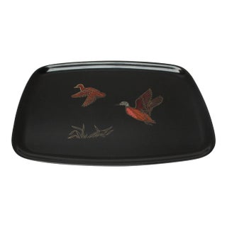 Mid-Century Black Resin Inlaid "Mallard" Tray by Couroc For Sale