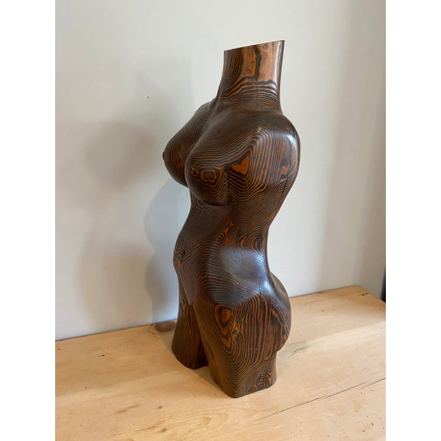 Vintage Solid Wood Modern Sculpture of a Womans Body For Sale - Image 4 of 9