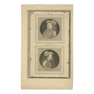 After François Valentijn, Mughal Nobles Asad Khan & Khan Jahan, Engraving, 1726 For Sale