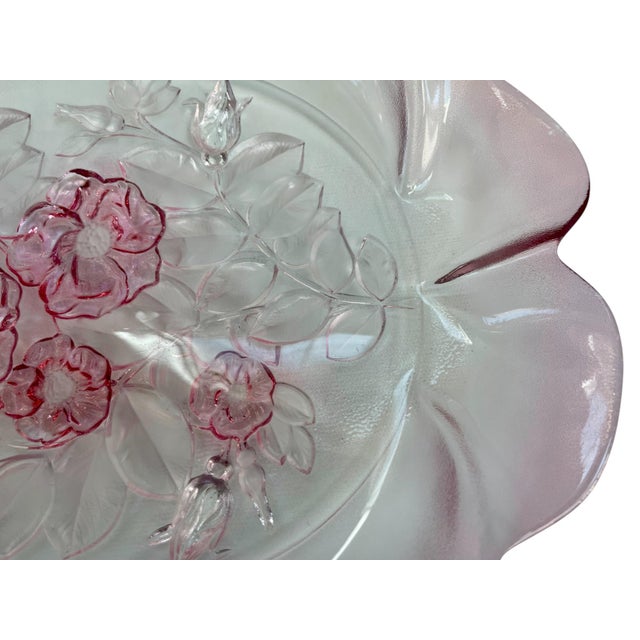 Late 20th Century Vintage Mikasa Pink Frosted Glass Serving Tray or Platter For Sale - Image 5 of 6