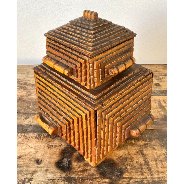 Vintage Original Tramp Art Stacked Box For Sale In West Palm - Image 6 of 12